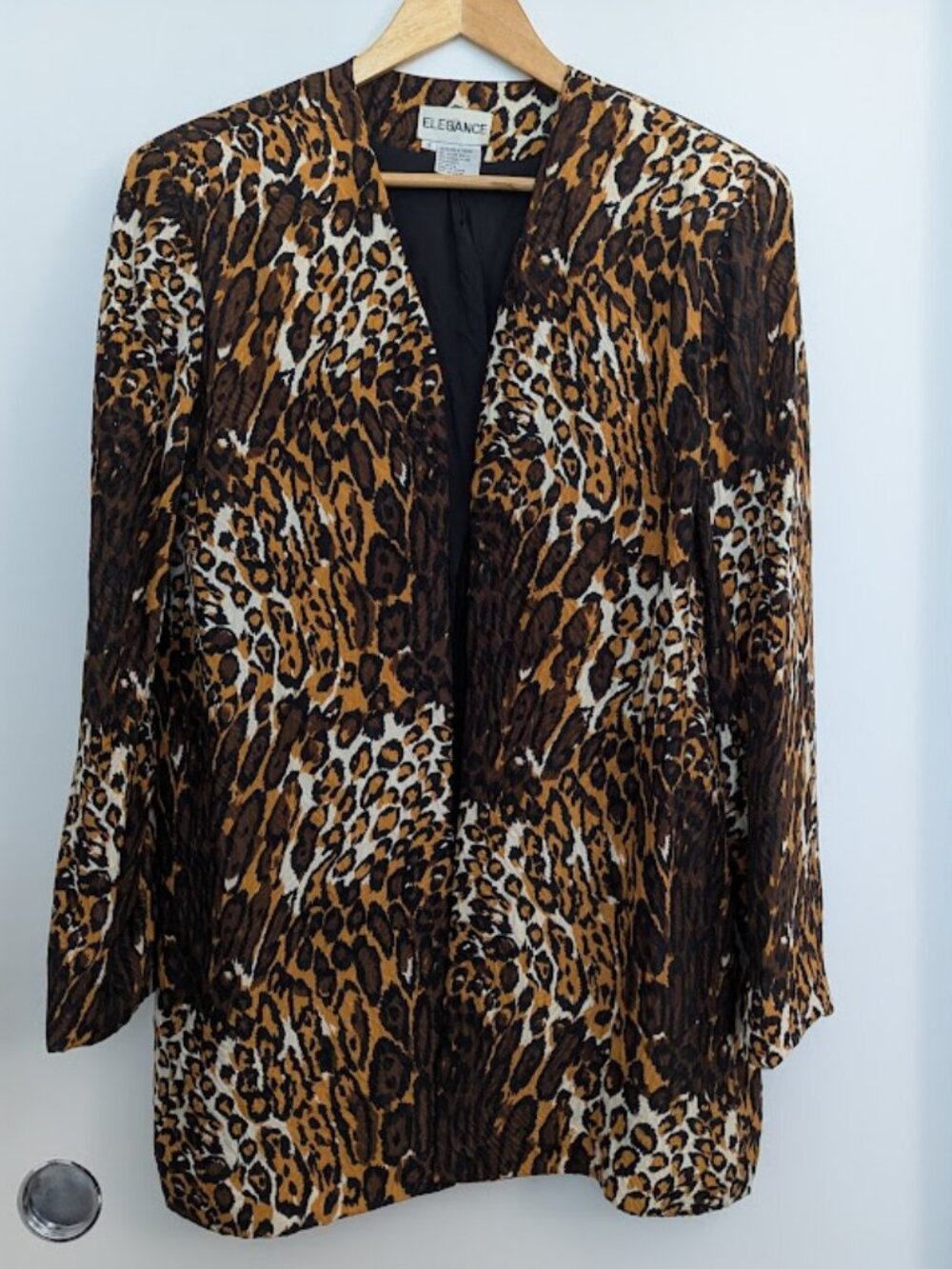 Silk 6 Leopard Jacket Animal Print 80s Crinkled Oversized Mob Wife Elegance - Picture 8 of 16